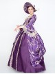 Noble Gorgeous Dark Purple Square Collar Long Sleeve Gold Edge Temperament Charming Court Style Lolita Prom Dress