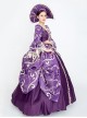 Noble Gorgeous Dark Purple Square Collar Long Sleeve Gold Edge Temperament Charming Court Style Lolita Prom Dress