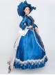Dark Blue Embroidery Lace Large Bow Hem Trailing Socialite Banquet Court Retro Lolita Prom Dress