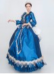 Dark Blue Embroidery Lace Large Bow Hem Trailing Socialite Banquet Court Retro Lolita Prom Dress