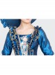 Dark Blue Embroidery Lace Large Bow Hem Trailing Socialite Banquet Court Retro Lolita Prom Dress