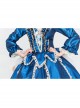 Dark Blue Embroidery Lace Large Bow Hem Trailing Socialite Banquet Court Retro Lolita Prom Dress
