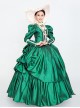 Dark Green Stand Collar Long Sleeve Fluffy Trailing Hem Retro Court Prom Lolita Dress