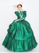 Dark Green Stand Collar Long Sleeve Fluffy Trailing Hem Retro Court Prom Lolita Dress