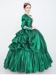Dark Green Stand Collar Long Sleeve Fluffy Trailing Hem Retro Court Prom Lolita Dress