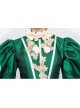 Dark Green Stand Collar Long Sleeve Fluffy Trailing Hem Retro Court Prom Lolita Dress