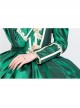 Dark Green Stand Collar Long Sleeve Fluffy Trailing Hem Retro Court Prom Lolita Dress