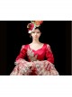 Retro Red Long Golden Lace Embroidery Festival Party Lolita Prom Long Sleeve Dress