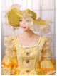 Gorgeous Retro Yellow Square Collar Lace Embroidery Drawstring At The Back Lolita Prom Long Sleeve Dress