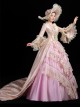 Elegant Pink Stand Neck Lace Long Sleeve Back Hem Printed Trailing Catwalk Host Classical Lolita Prom Dress