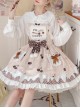 Cherry Milk Pie Series JSK Cute Polka Dot Pattern Brown Element Bow Tie Pleated Lace Classic Lolita Sling Dress