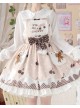 Cherry Milk Pie Series JSK Cute Polka Dot Pattern Brown Element Bow Tie Pleated Lace Classic Lolita Sling Dress