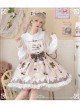 Cherry Milk Pie Series JSK Cute Polka Dot Pattern Brown Element Bow Tie Pleated Lace Classic Lolita Sling Dress