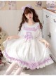 Sagiri Carol Series White Mesh Letter Embroidery Purple Ruched Heart-Shaped Bow Sleeveless Dress