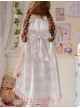 Child Dream Paradise Series OP Pink Diamond Pattern Irregular Cute Pockets Heart Button Large Pleated Neckline Dress