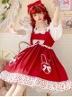 Bunny Jam Series Red Cute Polka-Dot Crinkled Hem Rabbit-Shaped Pocket Classic Lolita Princess Dress
