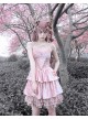 Cherry Nightmare Series Pink Velvet Jacquard Embroidery Metal Cross Design Double-Layer Pleated Lace Gothic Sexy Sling Dress