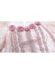 Cherry Nightmare Series Velvet Print Hollow Out Jacquard Embroidery Three-Dimensional Flower Decoration Pink Lantern Sleeve Gothic Top