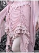 Cherry Nightmare Series Velvet Embossed Fabric Lace Frills Drawstring Design Stretch Flared Sleeves Sexy Gothic Pink Sling Dress