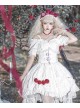 Letters And Poems Gunpowder Series White Pleated Lace Jacquard Drawstring Red Rose Embellishment PU Personalized Girdle Gothic Lolita Dress Set