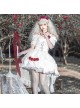 Letters And Poems Gunpowder Series White Pleated Lace Jacquard Drawstring Red Rose Embellishment PU Personalized Girdle Gothic Lolita Dress Set