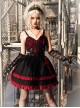 Judgment Day Series JSK Dark Punk Lolita Black Red Lace Jacquard Embroidery Waist Cutout Crucifix Fold Metal Buckle Decoration Zipper Sling Dress