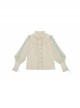 Pastoral Style Stand Collar Light Green Lace Up Apricot Classic Lolita Long Sleeve Shirt