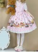 Forest Of Spring Series Cute Animal Pattern Folds Bow Knots Puffed Hem Classic Lolita Sling Dress Set