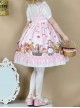 Forest Of Spring Series Cute Animal Pattern Folds Bow Knots Puffed Hem Classic Lolita Sling Dress Set
