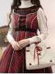 Briar Series JSK Scotland Red Plaid Doll Collar Flower Embroidery Black Bow Knots British Style Classic Lolita Sleeveless Dress
