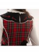 Briar Series JSK Scotland Red Plaid Doll Collar Flower Embroidery Black Bow Knots British Style Classic Lolita Sleeveless Dress