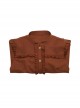 Distance Christmas Series Pure Brown Stand Collar Ruffle Sweet Lolita Long Sleeve Shirt