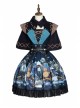 Abyss Series JSK Lace Up Decorate Retro Classic Lolita Autumn Winter Dark Blue Cape