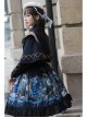 Abyss Series JSK Lace Up Decorate Retro Classic Lolita Autumn Winter Dark Blue Cape