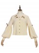 Pastoral Style Doll Collar Bowknot Embellishment Sweet Lolita Apricot Long Sleeve Shirt