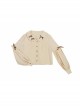 Pastoral Style Doll Collar Bowknot Embellishment Sweet Lolita Apricot Long Sleeve Shirt