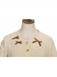 Pastoral Style Doll Collar Bowknot Embellishment Sweet Lolita Apricot Long Sleeve Shirt