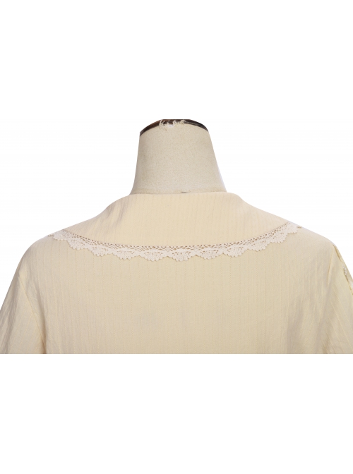 Pastoral Style Doll Collar Bowknot Embellishment Sweet Lolita Apricot Long Sleeve Shirt