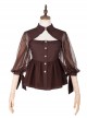 Pharmacist Series Hollow Out Front Chest Brown Lapel Sweet Lolita Half Sleeve Shirt