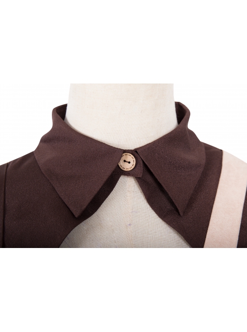 Pharmacist Series Hollow Out Front Chest Brown Lapel Sweet Lolita Half Sleeve Shirt