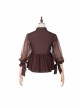 Pharmacist Series Hollow Out Front Chest Brown Lapel Sweet Lolita Half Sleeve Shirt