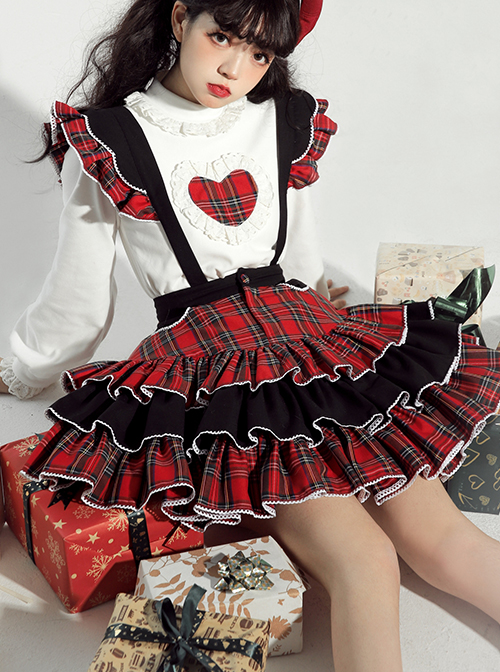 Women's Punk Lolita Red Tartan Short Coat