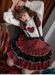 Briar Series SK Scotland Red Plaid Three-Layer Pleated Hem British Style Classic Lolita Suspenders Short Skirt