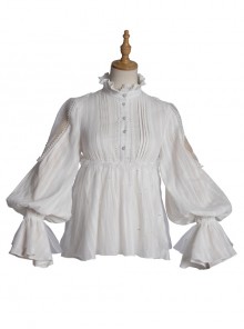 Divine Salvation Series High Collar Retro Gothic Lolita White Long Sleeve Shirt