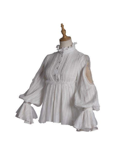 Divine Salvation Series High Collar Retro Gothic Lolita White Long Sleeve Shirt