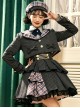 Idol.Q Series Simple Thin Stripes Large Neckline Plaid Decoration Metal Buttons Bow Knot Short Long Sleeve Classic Lolita Coat