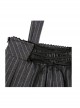 Idol.Q Series SK Striped Double Pleated Hem Patchwork Check Fabric Metal Double-Breasted Trim Classic Lolita Short Strap Dress