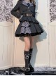 Idol.Q Series SK Striped Double Pleated Hem Patchwork Check Fabric Metal Double-Breasted Trim Classic Lolita Short Strap Dress