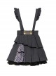 Idol.Q Series SK Striped Double Pleated Hem Patchwork Check Fabric Metal Double-Breasted Trim Classic Lolita Short Strap Dress