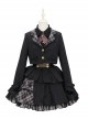 Idol.Q Series SK Striped Double Pleated Hem Patchwork Check Fabric Metal Double-Breasted Trim Classic Lolita Short Strap Dress